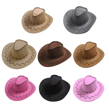 האופנה המערבית כובע בוקרים רחב שוליים זמש בד אגן הכובע כל-מתאים לשני המינים