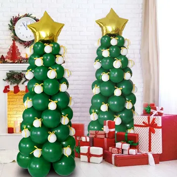 95pcs/סט עץ חג המולד ירוק לטקס בלונים כוכב נייר כסף בלון הביתה עץ חג המולד 2021 מסיבת שנה החדשה עיצוב אספקה ילד Globos