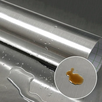 PVC מתכת זהב מוברש כסף DIY נשלף טפט תפאורה סרט ויניל עמיד למים שמן הוכחה בבית מכשיר מטבח קיר מדבקה