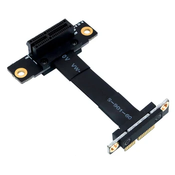 PCIE X1 קמה כבל כפול 90 מעלות זווית ישרה PCIe 3.0 x1 כדי x1 כבל מאריך 8Gbps 1x PCI Express כרטיס Riser סרט Extender