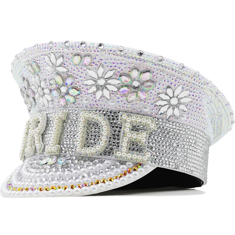מעצב מותג נשים החתונה של האלף-בית לבן כמחוות יהלום צילום מתחת לשולי הכובע מסיבת יום הולדת כובע ביצועים כובע זכר