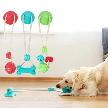 צעצועים לכלב TPR הכדור חריקת שיניים, ניקוי שיניים מחמד משחק גביע יניקה גמיש למשוך את החבל צעצוע לעיסה לכלב אספקה