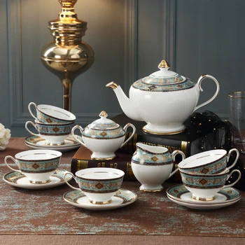 15 פיסת קרמיקה האירופי כוס קפה להגדיר high-end יוקרתי מתנה בסלון בית אנגלי תה של אחר הצהריים ערכת תה שחור תה קומקום