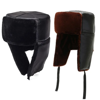 חורף חם Earflap טראפר הכובע הרוסי לעבות רירית סקי Windproof מוצק צבע הכובע Ushanka המחבל כובע ליי פנג gorras