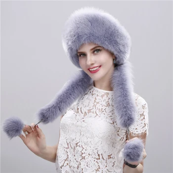 2023 חדש נשים של ממש פרווה כובע צעיף מונגולית המחבל כובע נשים חורף חם פרווה Earflap כובעי רוסיה חורף אמיתי בכובע פרווה