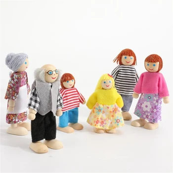 שמח הבובות המשפחה בובות דמויות לבושות הדמויות עץ קטן, צעצוע, בובות החבובות ילדים להעמיד פנים, לשחק משחקים בית צעצועים מתנות