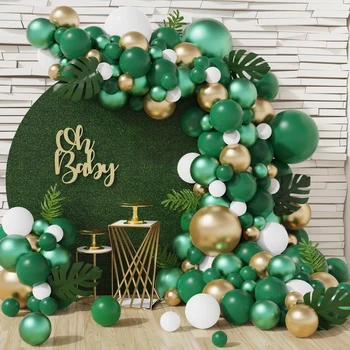 בלון ירוק גרלנד קשת ערכת הג ' ונגל ספארי מסיבת Baloon מסיבת יום הולדת עיצוב הילדים מקלחת תינוק פראית לטקס Ballon שרשרת