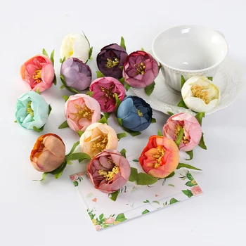 10Pcs רוז פרחים מלאכותיים 5cm פרחים מזויפים עבור עיצוב הבית מסיבת חתונה קישוט זר כלה גרלנד אביזרים מתנה