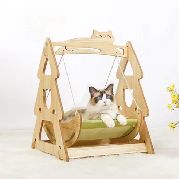 לחתולים החתול מיטה מעץ מחמד ערסל עריסה ארבע עונות קיץ גדול נדנדה המיטה גור חתול סווינג