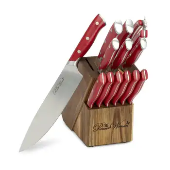 14 חלקים סכין פלדת אל-חלד בלוק להגדיר, אדום