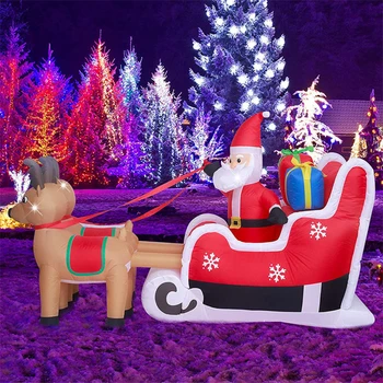 חג המולד מתנפחים סנטה איילים המזחלת תפאורה חיצונית LED אורות זוהרים למסיבה DIY אביזרים השנה החדשה 2022 קישוטי חג מולד שמח נואל