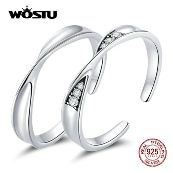 WOSTU 925 כסף סטרלינג מוביוס שני נקבה מהממת מצופה טבעת פתוחה לנשים חתונה אצבעות כסף 925 תכשיטי מתנה