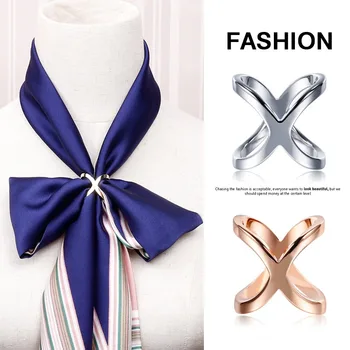 אופנה פשוטה לחצות את הצעיף קליפ X צורה מתכת סיכות לנשים קשת צעיפים אבזם מחזיק צעיפים תכשיטים ואביזרים