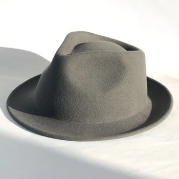 ג 'אז ציירו הרגשתי כובע הצמר עבור גברים, נשים חוצות לובש ג' נטלמן מוסיקה סתיו חורף רטרו כובע מגבעת