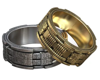 11g מדע בדיוני מדע בדיוני קינטית שער שטח טבעת זהב טבעת 925 טבעת כסף סטרלינג מוצק
