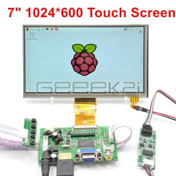 GeeekPi 7 אינצ ' 1024*600 TFT LCD מודול מוניטור מסך מגע Resistive + נהג לוח HDMI עבור Raspberry Pi 4 B כל פלטפורמה / PC