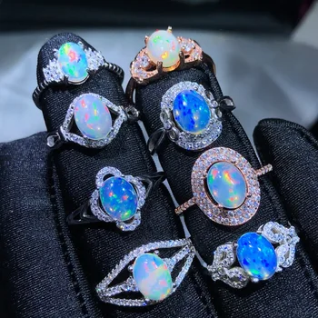 MeiBaPJ 8 סגנונות טבעי צבעוני אופל תכשיטים, טבעת פרח לנשים אמיתי 925 כסף סטרלינג קסם בסדר תכשיטים לחתונה