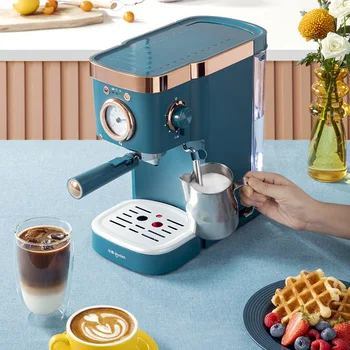 הטמפרטורה חזותי מכונת קפה רטרו איטלקי חצי אוטומטית מכונת קפה ביתיים קטנים קיטור מכונת קצף חלב