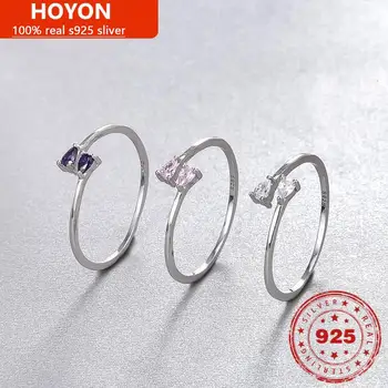 HOYON המקורי 925 כסף סטרלינג פתח טבעת זירקון נשים תכשיטי יוקרה כלה אופנה טבעת הנישואין להגדיר עבור ילדה המסיבה מתנה