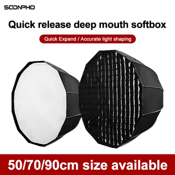 SOONPHO 50/70/90cm מהיר שחרור עמוק בפה Softbox נייד בואן ממשק מטריה סוג תיבת אור רך