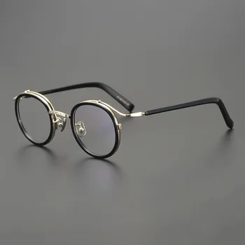 רטרו מסגרת משקפיים גברים מעצב בציר סיבוב טיטניום אופטי משקפיים קוצר ראייה לקרוא, נשים מרשם המחשב eyewear