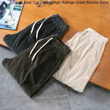 בציר קורדרוי גברים סתיו יפני חדש רב-כיס מטען רופף מכנסיים ארוכים רטרו מזדמן פרוע ישר מכנסיים בתוספת גודל